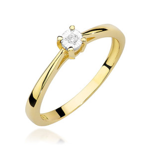 Złoty pierścionek W463 Diament 0,02ct żółte złoto pr. 585