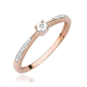 Złoty pierścionek W465 Diament 0,01ct różowe złoto pr. 585