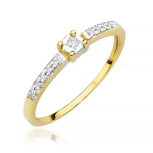 Złoty pierścionek W467 Diament 0,02ct żółte złoto pr. 585