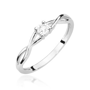 Złoty pierścionek W470 Diament 0,03ct białe złoto pr. 585