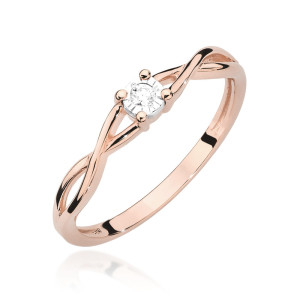 Złoty pierścionek W470 Diament 0,03ct różowe złoto pr. 585