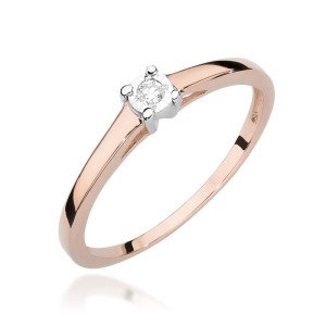 Złoty pierścionek W471 Diament 0,03ct różowe złoto pr. 585