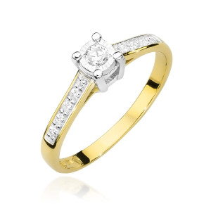 Złoty pierścionek W474 Diament 0,08ct żółte złoto pr. 585