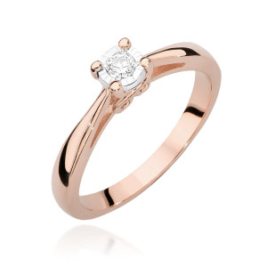Złoty pierścionek W475 Diament 0,08ct różowe złoto pr. 585