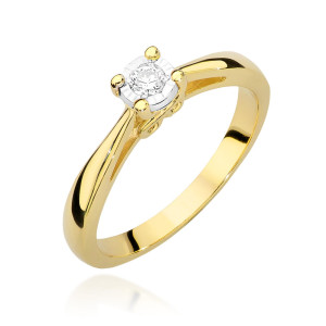 Złoty pierścionek W475 Diament 0,08ct żółte złoto pr. 585