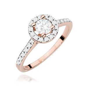 Złoty pierścionek W477 Diament 0,30ct różowe złoto pr. 585