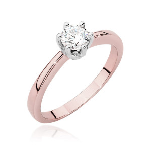 Złoty pierścionek W482 Diament 0,40ct różowe złoto pr. 585