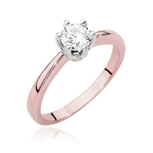 Złoty pierścionek W482 Diament 0,50ct różowe złoto pr. 585