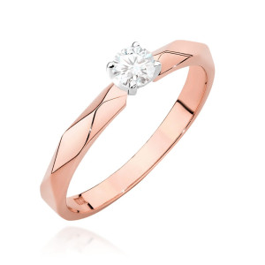 Złoty pierścionek W484 Diament 0,10ct różowe złoto pr. 585