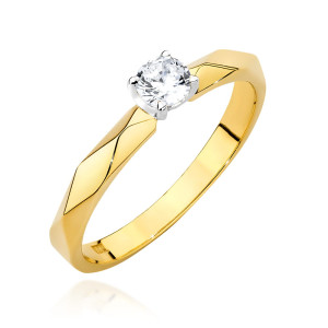 Złoty pierścionek W484 Diament 0,15ct żółte złoto pr. 585
