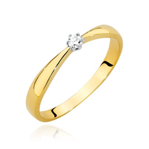 Złoty pierścionek W501 Diament 0,04ct żółte złoto pr. 585