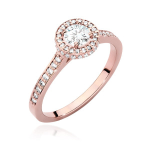 Złoty pierścionek W508 Diament 0,40ct różowe złoto pr. 585