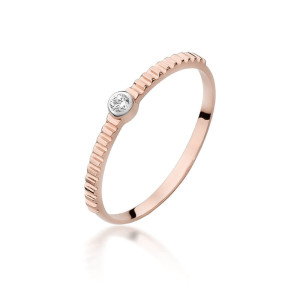 Złoty pierścionek W512 Diament 0,04ct różowe złoto pr. 585