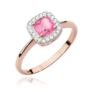 Złoty pierścionek W514 Różowy Topaz 0,65ct różowe złoto pr. 585