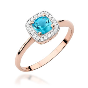Złoty pierścionek W514 Topaz 0,70ct różowe złoto pr. 585