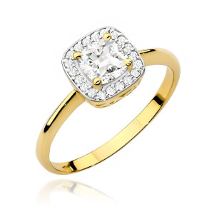 Złoty pierścionek W514 Biały Szafir 0,70ct żółte złoto pr. 585