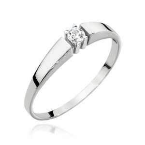 Złoty pierścionek W524 Diament 0,10ct białe złoto pr. 585