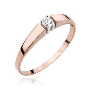 Złoty pierścionek W524 Diament 0,10ct różowe złoto pr. 585