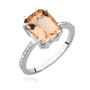 Złoty pierścionek W527 Morganit 2,80ct białe złoto pr. 585