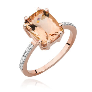 Złoty pierścionek W527 Morganit 2,80ct różowe złoto pr. 585