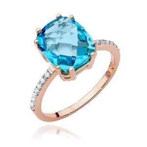 Złoty pierścionek W527 Topaz 3,00ct różowe złoto pr. 585