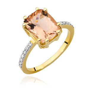 Złoty pierścionek W527 Morganit 2,80ct żółte złoto pr. 585