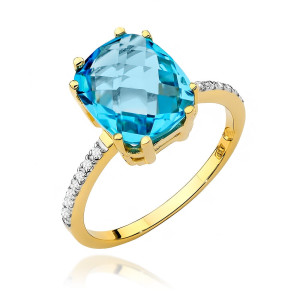 Złoty pierścionek W527 Topaz 3,00ct żółte złoto pr. 585
