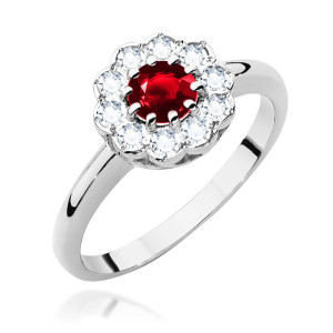 Złoty pierścionek W529 Rubin 0,60ct białe złoto pr. 585