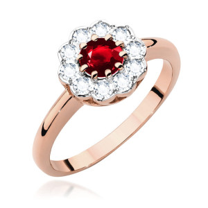 Złoty pierścionek W529 Rubin 0,60ct różowe złoto pr. 585