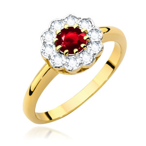 Złoty pierścionek W529 Rubin 0,60ct żółte złoto pr. 585