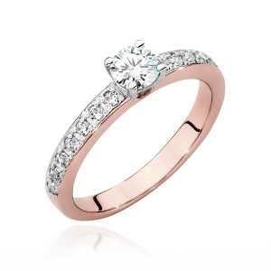 Złoty pierścionek W534 Diament 0,50ct różowe złoto pr. 585