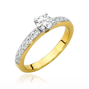 Złoty pierścionek W534 Diament 0,40ct żółte złoto pr. 585