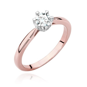 Złoty pierścionek W539 Diament 0,40ct różowe złoto pr. 585