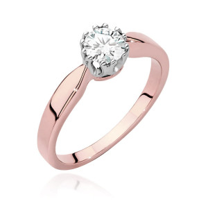 Złoty pierścionek W541 Diament 0,40ct różowe złoto pr. 585