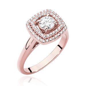 Złoty pierścionek W548 Diament 0,40ct różowe złoto pr. 585
