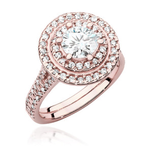 Złoty pierścionek W549 Diament 0,70ct różowe złoto pr. 585
