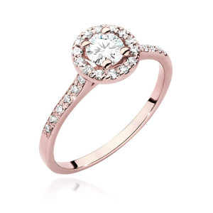 Złoty pierścionek W551 Diament 0,40ct różowe złoto pr. 585