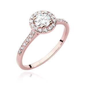 Złoty pierścionek W551 Diament 0,50ct różowe złoto pr. 585