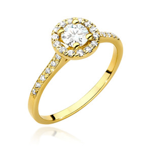 Złoty pierścionek W551 Diament 0,40ct żółte złoto pr. 585