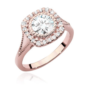 Złoty pierścionek W552 Diament 0,70ct różowe złoto pr. 585