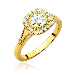 Złoty pierścionek W552 Diament 0,40ct żółte złoto pr. 585