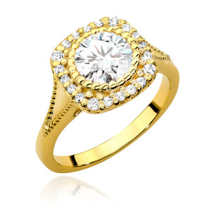 Złoty pierścionek W552 Diament 1,00ct żółte złoto pr. 585