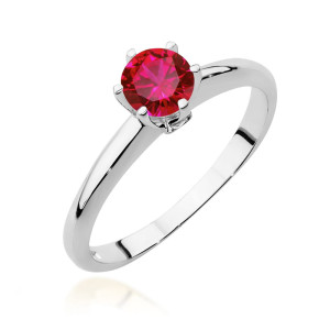 Złoty pierścionek W557 Rubin 0,60ct białe złoto pr. 585