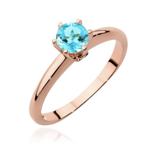 Złoty pierścionek W557 Topaz 0,50ct różowe złoto pr. 585