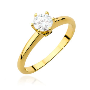 Złoty pierścionek W557 Biały Szafir 0,60ct żółte złoto pr. 585