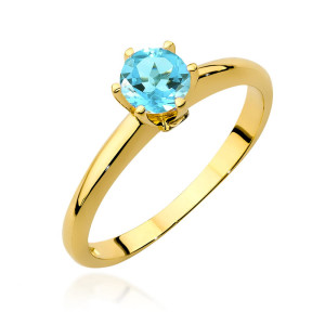 Złoty pierścionek W557 Topaz 0,50ct żółte złoto pr. 585