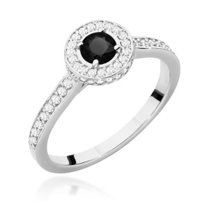 Złoty pierścionek W559 Czarny Diament 0,30ct białe złoto pr. 585