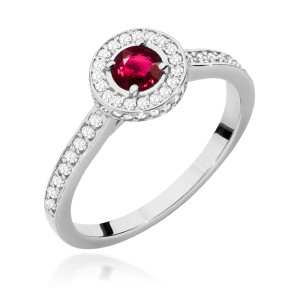 Złoty pierścionek W559 Rubin 0,35ct białe złoto pr. 585