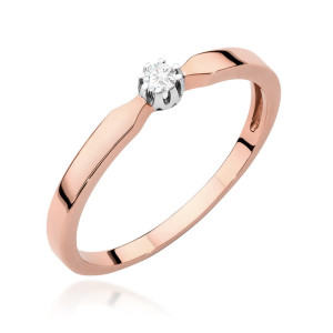 Złoty pierścionek W561 Diament 0,04ct różowe złoto pr. 585
