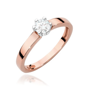 Złoty pierścionek W562 Diament 0,25ct różowe złoto pr. 585